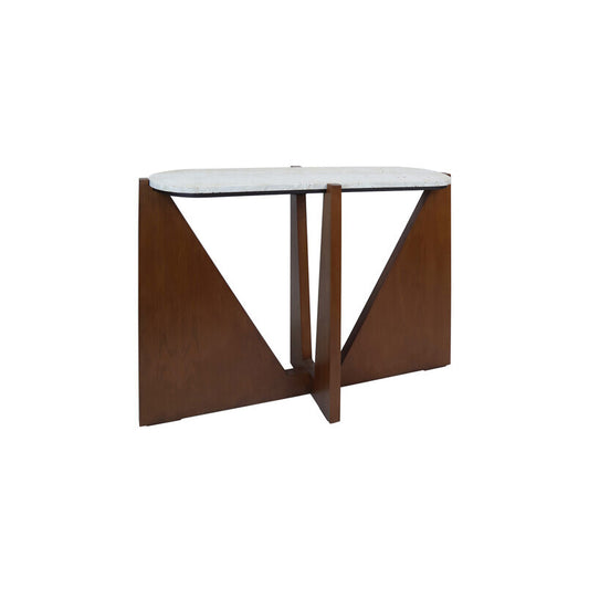 Winton Travertine Top Console Table With Acacia Wood Frame