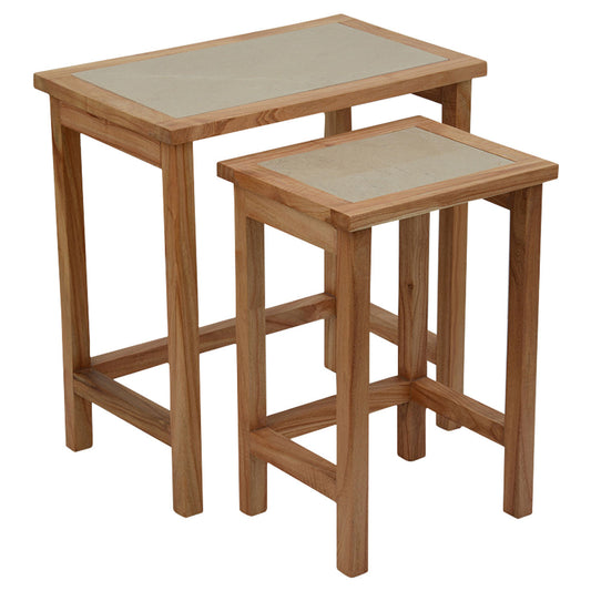 Set Of 2 Tables, Solid Wood With Veronatops