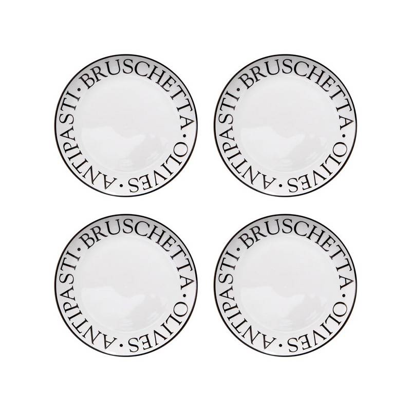 Set Of Four Noir Antipasti Plates