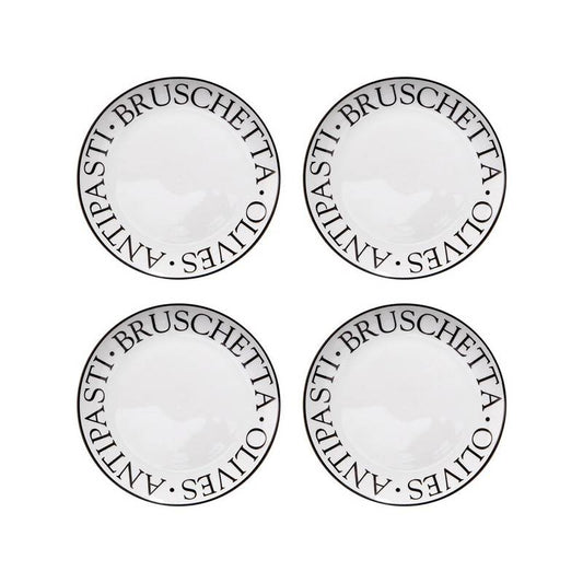 Set Of Four Noir Antipasti Plates