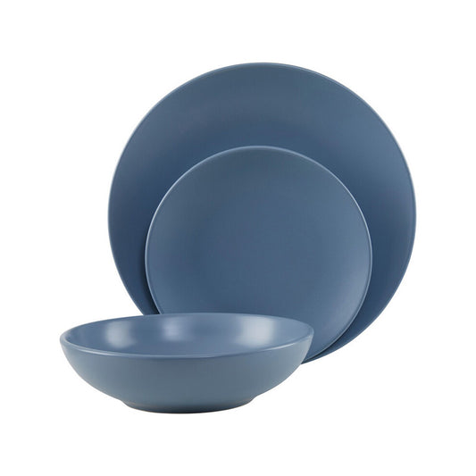 Elmira Twelve Piece Blue Stoneware Dinner Set
