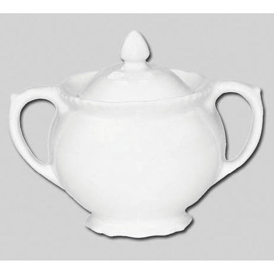 Embossed White Sugar Bowl