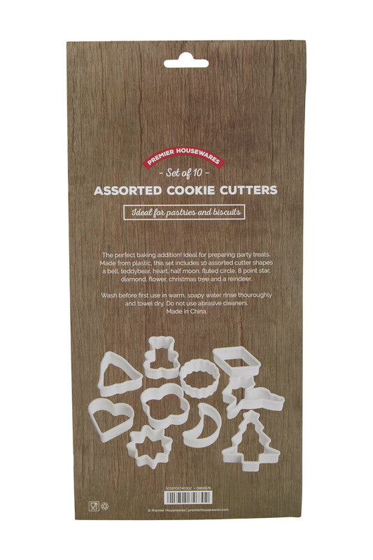 Cookie Cutter 10Pc White Plastic Set