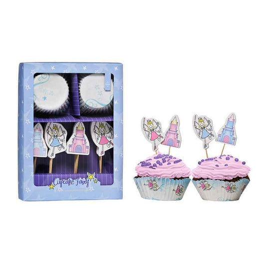 48 Pc Fairy Medium / 4 Assorted Toppers Cupcake Cases Set - Premier Home