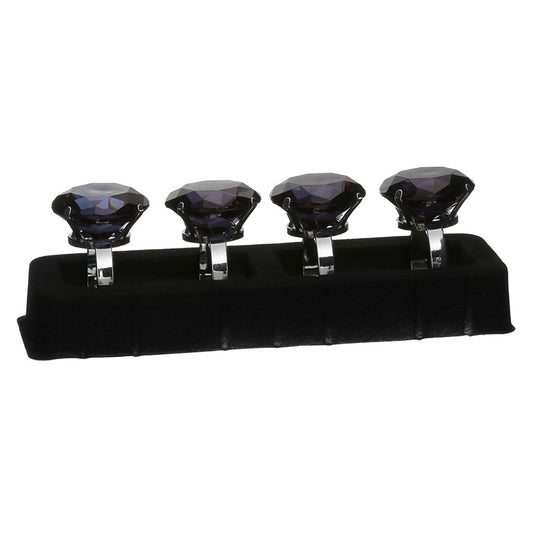 Set Of 4 Black Diamante Napkin Rings