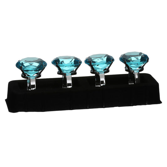 Set Of 4 Teal Diamante Napkin Rings