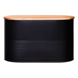 Alton Black Bread Bin With Acacia Wood Lid - Premier Home