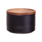 Decorative Sml Black Storage Jar W/Acacia Lid 11 D X 7.5Cm