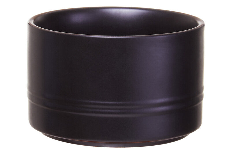Decorative Sml Black Storage Jar W/Acacia Lid 11 D X 7.5Cm