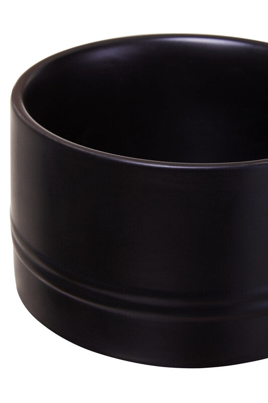 Decorative Sml Black Storage Jar W/Acacia Lid 11 D X 7.5Cm