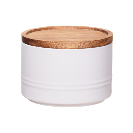 Decorative Sml Oatmeal Storage Jar W/Acacia Lid 11 D X 7.5Cm