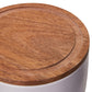 Decorative Stackable White Storage Jar W/Acacia Wood Lid