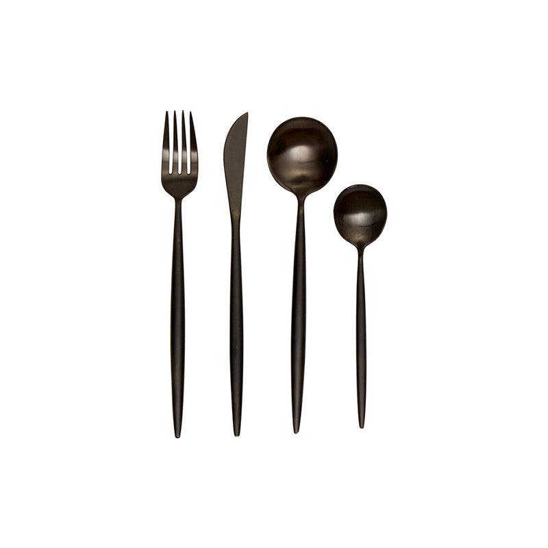 Modern Retro 16 Piece Matte Black Cutlery Set