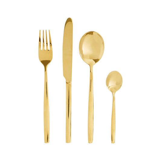 Avie 16 Piece Gold Finish Cutlery Set