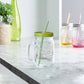 Embossed Mason Jar Mug With Kiwi Lid