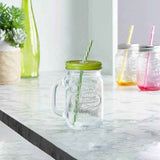 Embossed Mason Jar Mug With Kiwi Lid