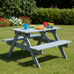Grey kids picnic bench with table and seating in garden outdoor play area
