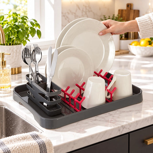 Grey And Hot Pink Dish Drainer