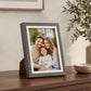 Grey and cream photo frame with modern border on tabletop