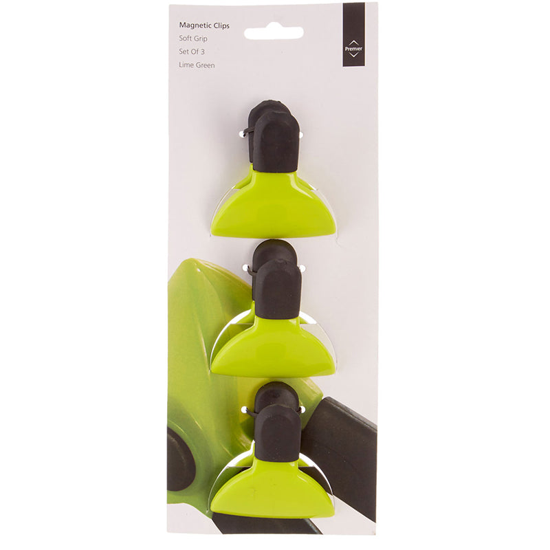 Set of 3 Lime Green Magnetic Clips