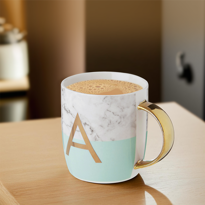 Mimo Pastel Green A Letter Monogram Mug