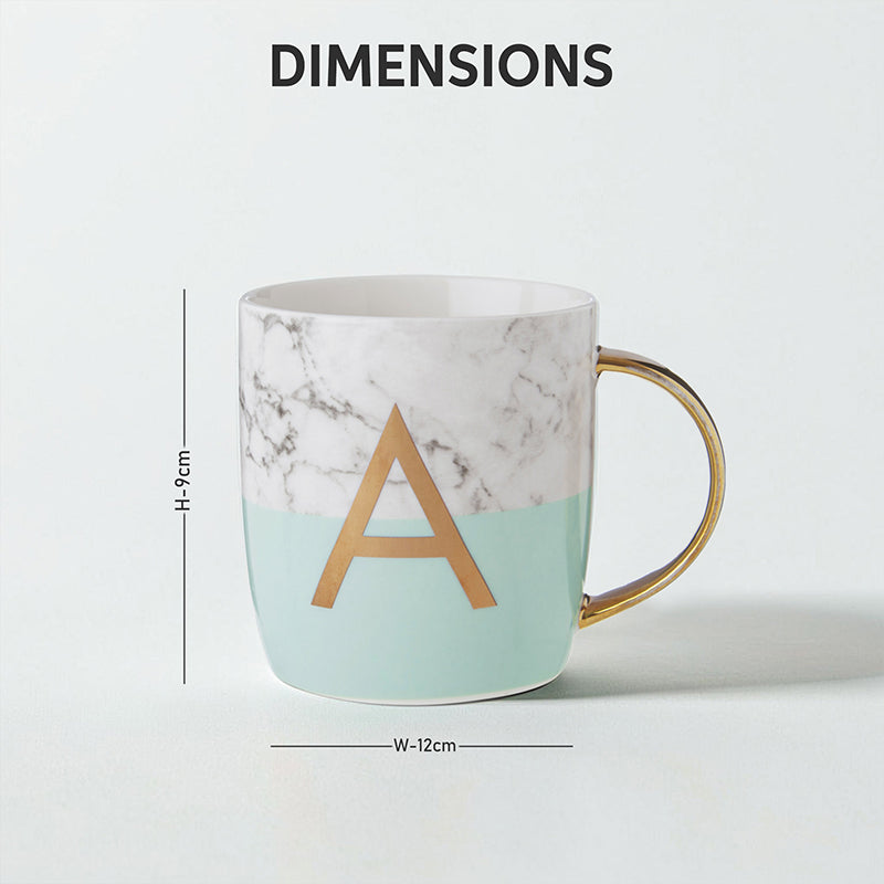 Mimo Pastel Green A Letter Monogram Mug