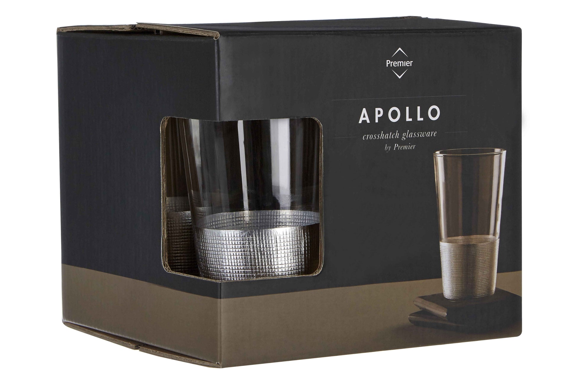 Set of 4 high ball glasses, perfect for dining and social gatherings.