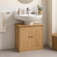 Wooden under sink bathroom cabinet with double doors below basin