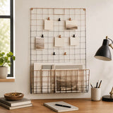 Wall mounted magazine rack with clips for notes, letters and files