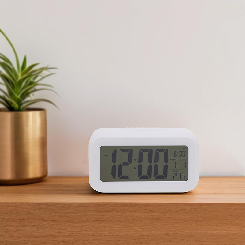 White LCD Digital Clock