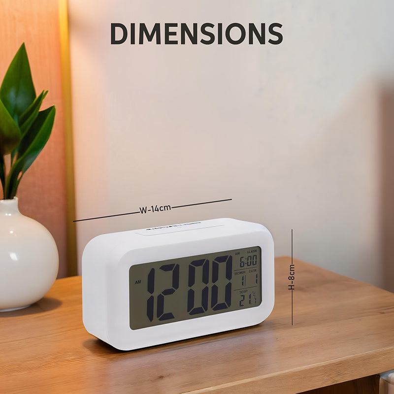 White LCD Digital Clock