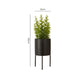 Dimensions of an artificial thyme plant on a black metal stand showing total height and pot measurements