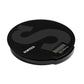 Black digital kitchen scale with round design on white background