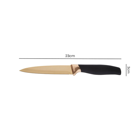 Gold Kitchen Knife with Black Handle