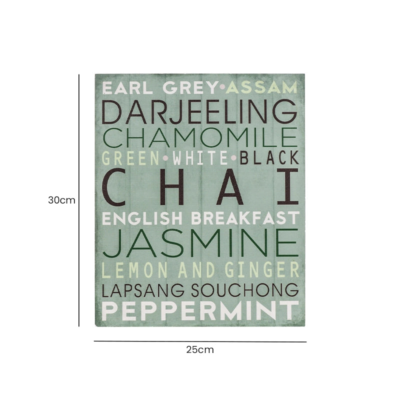 Kitchen Wall Art Wooden Tea Plaque dimensions and measurements