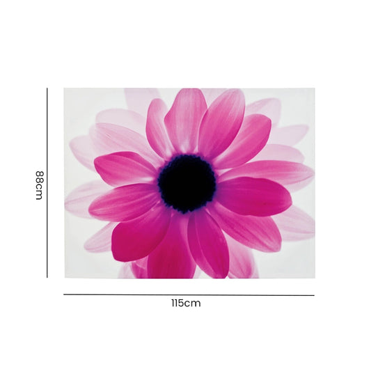 Pink floral wall art showing product dimensions of 18cm high by 15cm wide