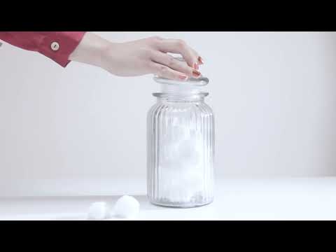 Ribbed glass storage airtight jar with lid