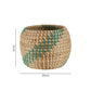 Size chart for a woven seagrass indoor plant pot showing diameter and height measurements