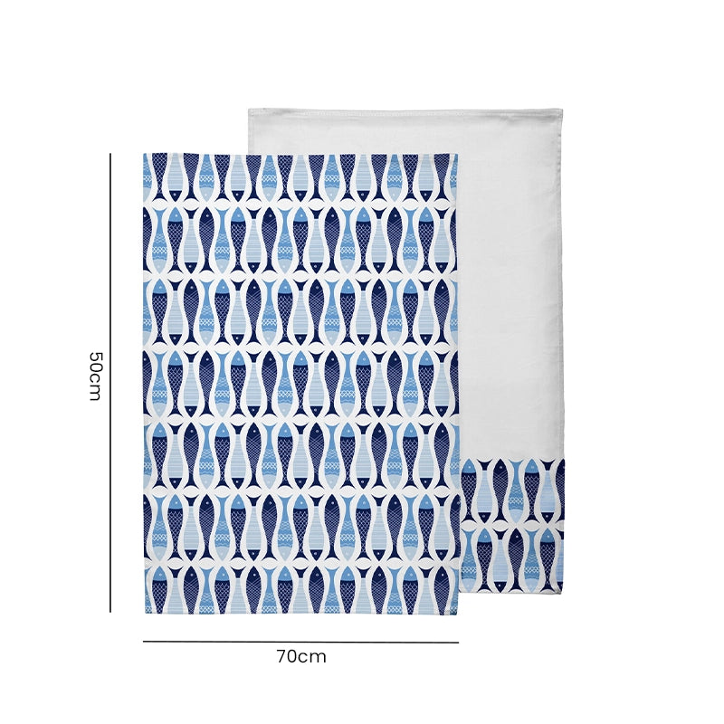 Blue and White Tea Towels - Set Of 2