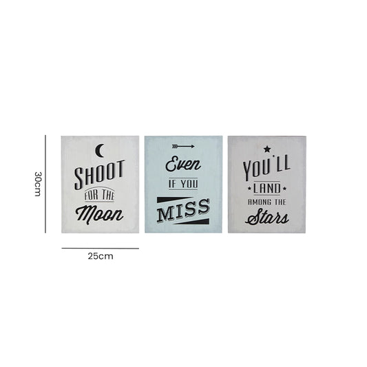 Set of 3 Wooden Quote Wall Plaques dimensions and measurements
